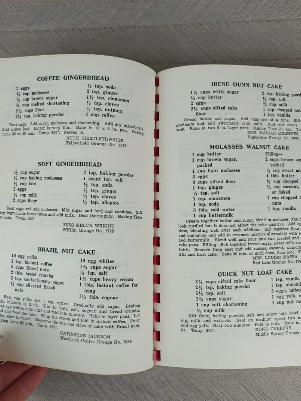 Pennsylvania State Grange Cookbook 1972 Spiral-Bound Cookbook Vintage